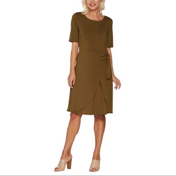 Halston Jet Set Jersey Dress Faux Sarong Tie - Picture 1 of 5